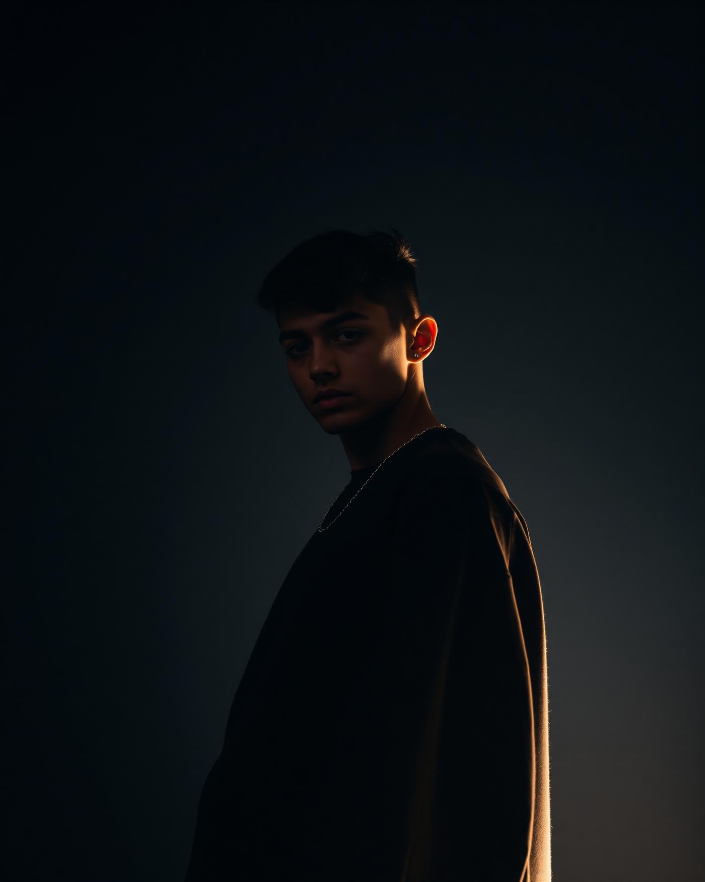 Brand partner photographed in dramatic gold light